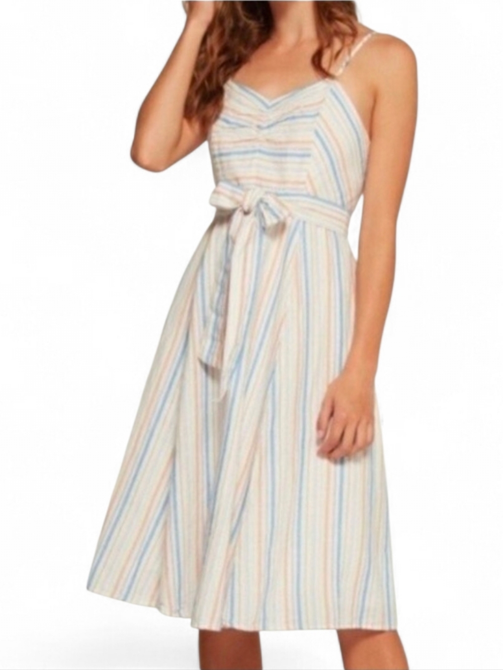 NWT GAP Multi-Colored Striped Linen Blend Belted Sundress - Size 8